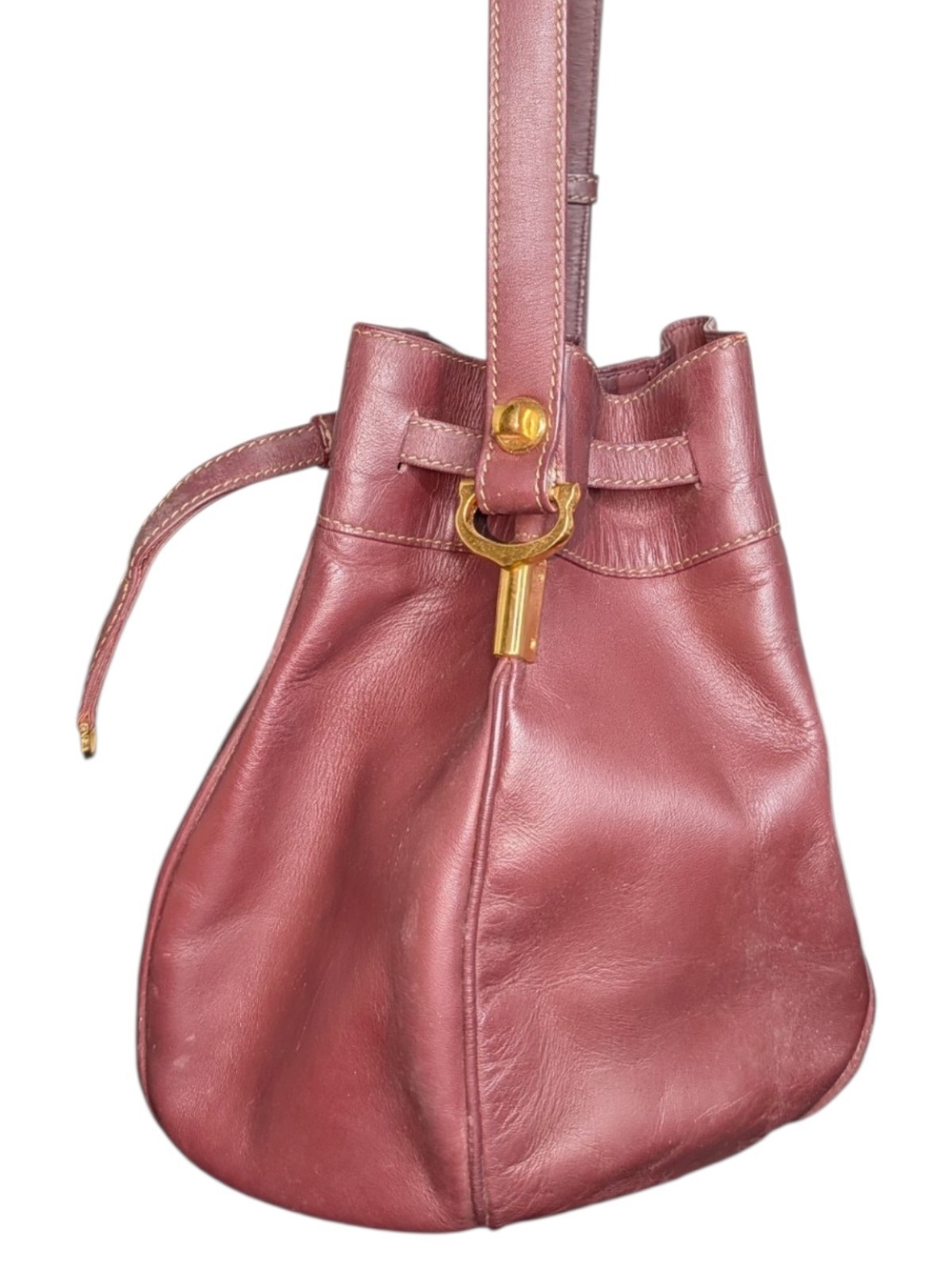 Cartier Must Line Bordeaux Bucket Drawstring 2-Way Crossbody Bag - Picture 4 of 9